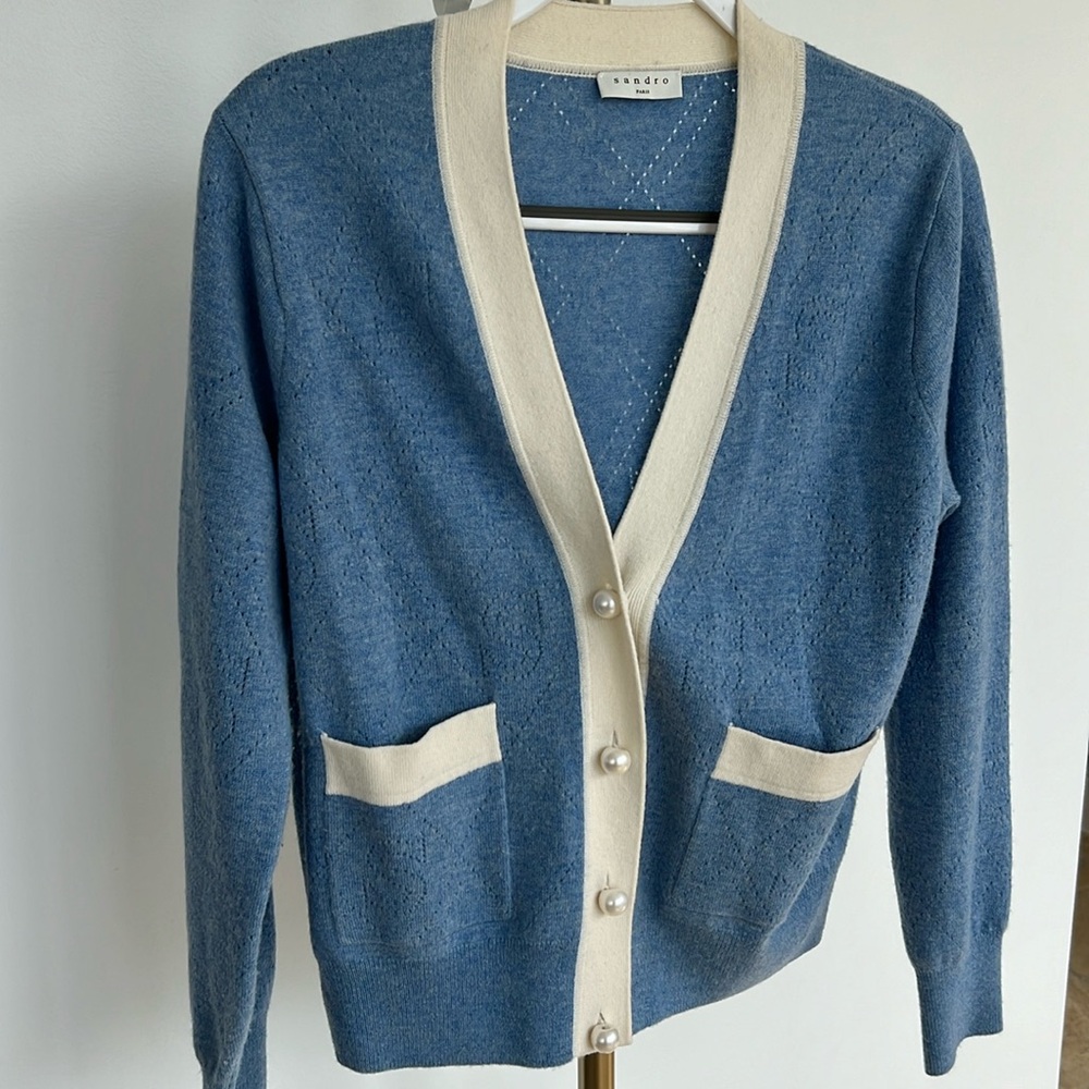 SANDRO blue cardigan size 40 EU (US 8)